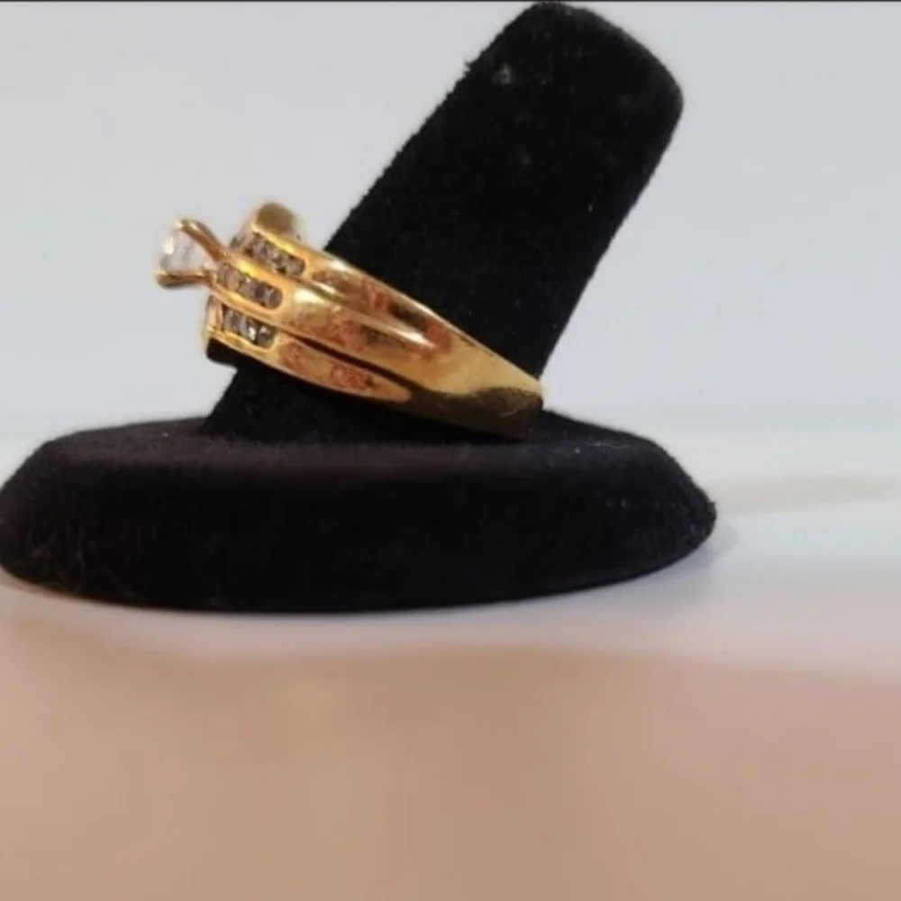 ❤️ CZ RING 3 BAND LOOK SIZE 8 - Picture 2 of 8